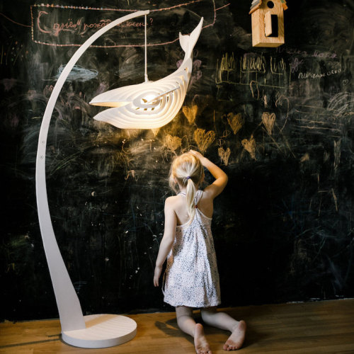 mymodernmet:  Elegant Wooden Whale Lamp Casts a Soft Glow as It “Swims” in Your Room