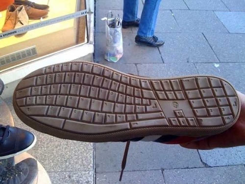 aurayafrost:  nebulousnoiz:  drdemented:  *starts typing on bottom of shoe*Hacker voice: I’m in.  confused person looking at snow prints: who the fcuk strapped fucking keyboards to their shoes  police detective examines footprints leading away from