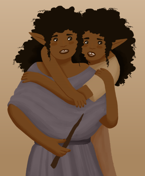quakgrass:small lup & small taako[image description: a drawing of a young lup and taako from the