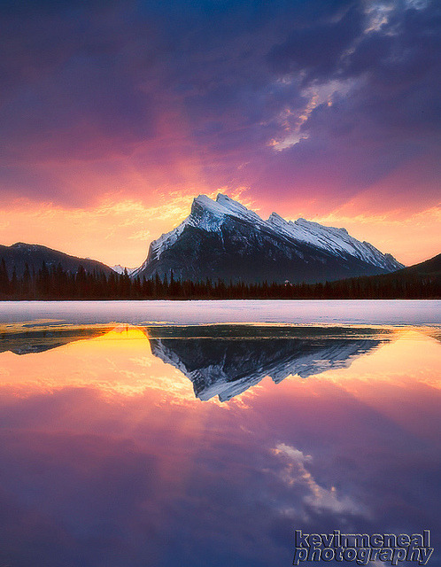 Mt Rundle Sunrise Banff National Park by kevin mcneal on Flickr.