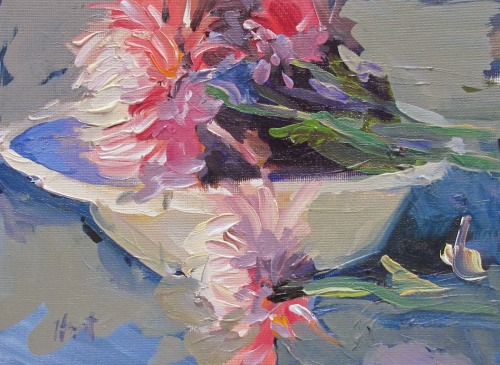 Linda Hunt (American, based Beaufort, SC, USA) - Chrysnthemums (reworked), 2015  Paintings: Oil