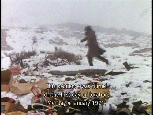 Infotext: This sequence was filmed on the first day on location, Monday 4 January 1971. Filming cont