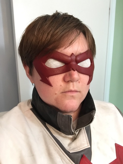 I got a pretty new domino mask for my Red Hood cosplay from another member in the League of Superher