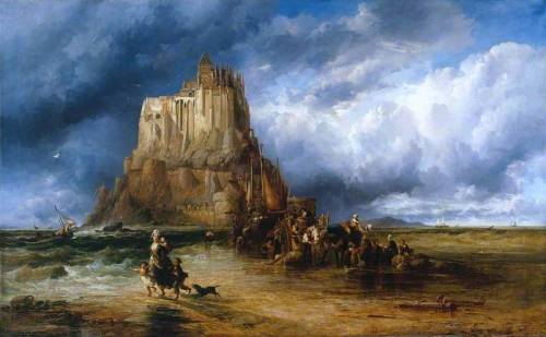 artist-james-webb:Mont St Michel, Normandy, 1866, James Webb