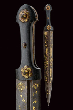 peashooter85:  Gold inlaid kindjal dagger from the Caucasus, 19th century. from Czerny’s International Auction House 