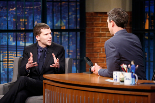 jesseland: Actor Jesse Eisenberg during an interview with host Seth Meyers on June 6, 2016 at L