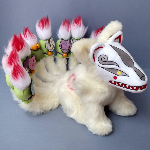 owlsteaparty: Demon Lord Ninetails plush from Okami. This was a LOT of work - each tail was a plush 