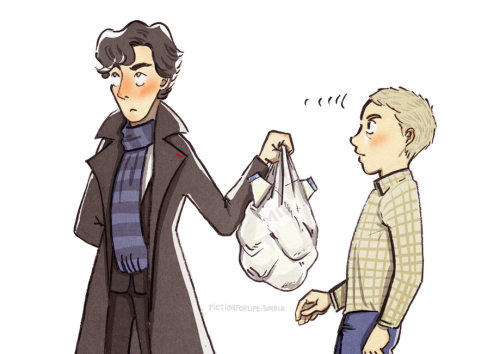 ireallyshouldbedrawing:Because chocolates and roses are not Sherlock’s area