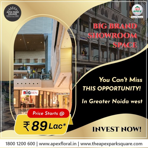 BiGBEN – The Big Brand Showroom Space Price Starts @ Rs. 89
Lac*. Come at Apex Park Square and Invest Now. You Can’t Miss This Opportunity
in Greater Noida West and get huge Discount. Hurry! Call Us – 1800-1200-600 or
Visit Us at https://theapexparksquare.com/ #ApexParkSquare#CommercialProperty#RetailSpaces#Offer#PropertyInvestment#RetailShops#BiGBEN#CommercialSpaces#Discount#BigBrandShowroom