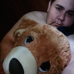 wait4itjuan:  My cuddle buddy last night lol  omg.. hes so adorable&hellip; i wish i was the stuffd animal ;-;