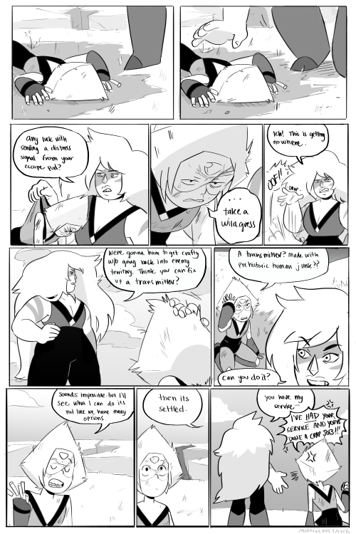 tangite:  i had these panel shots in my head for a while. i didnt even know what they were talking about i just wanted to draw a fake comic page. haha guess the context for this page was that peridot thought she could go back to the crash site of her