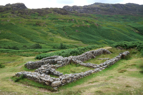 Roman Bathhouse, Hardknott Roman Fort, Cumbria, 31.7.18.The harsh landscape of the Lake District pro