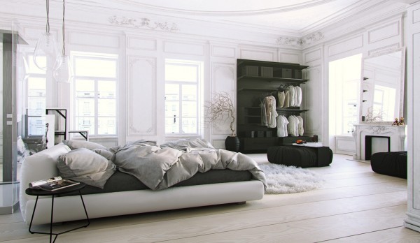 Black and white paris bedroom theme