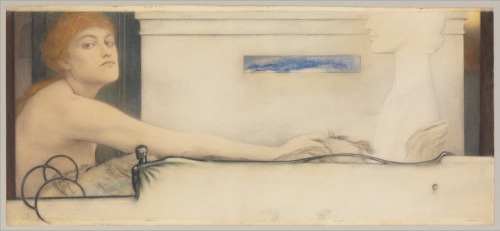 Étude pour «L’offrande» (1891). S.b.d.g. Fernand Khnopff (Belge). Crayon sur papier. L’Offrande (The