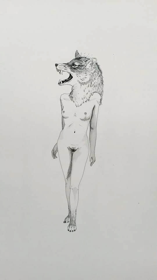 marianamagdaleno:  Yocoyote tinta sobre papel de algodón, 2014 En la exposición