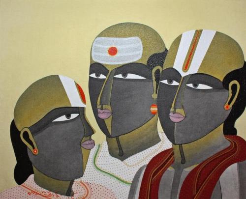 thunderstruck9:Thota Vaikuntam (Indian, b. 1942), Untitled, 2009. Acrylic on canvas pasted on board,