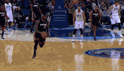 nbacooldudes:  LeBron James breaks away for a dunk that one Charlotte man really loves during Miami’s absolutely shocking 97-81 win. 