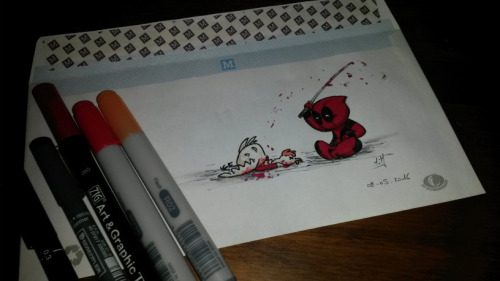 tithouktarine:  One drawing a week challenge with Seanconneraille Week 123 : Deadpool + hen (because