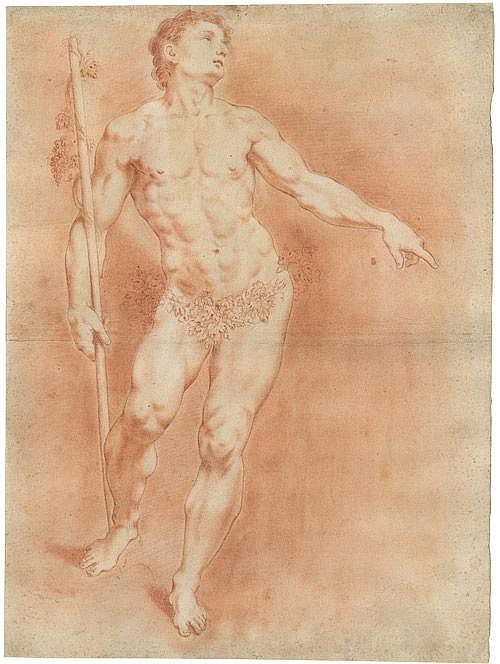   Cipriani, Giovanni Battista: Stehender nackter Jüngling - Bacchus mit Thyrsosstab