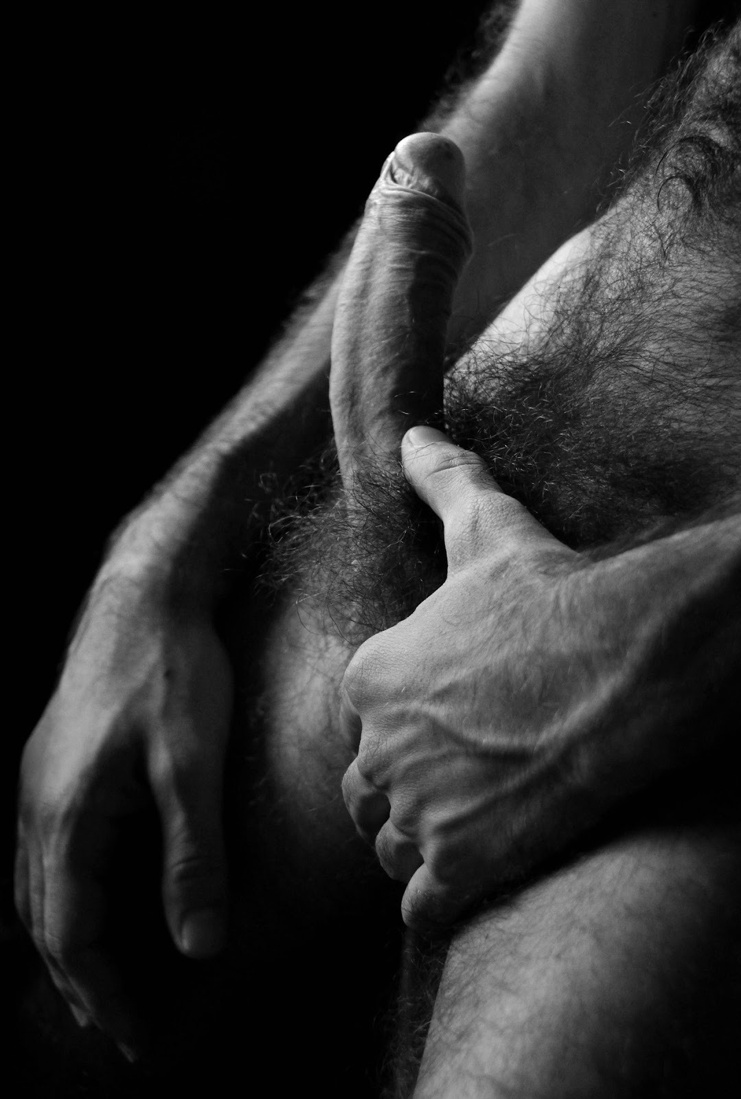 Hairy chest, legs,Beard and Mustache.