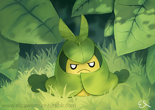 edrawsmore:New Pokemon drawing! This time Swadloon! look at that grumpy little child xD the whole ti