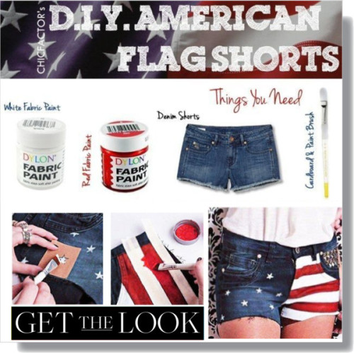 American Flag Shorts by sharoncrotty ❤ liked on PolyvoreDrop Shadow / Get the Look / Pin by Sharon C