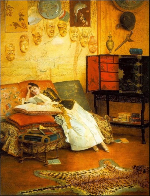 The Reading Woman (1888). Georges Croegaert (Belgian, 1848-1923). Oil on canvas. The highl