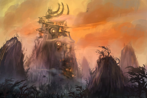 xuza:    Warlords of Draenor | Spires of Arak Concept Art    Ahh, beautiful. Imagine if they’d had the scale and detail necessary to make it look like thisArakkoa are awesome <3