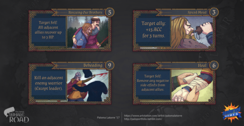  Some warcry cards for The Great Whale Road, a 2D story-driven rpg with turn-based tactics set in Ea