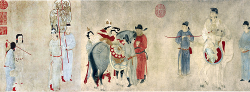 Yang Guifei Mounting a Horse by Chien Shuan (c. 1235 - 1307) Yuan dynasty