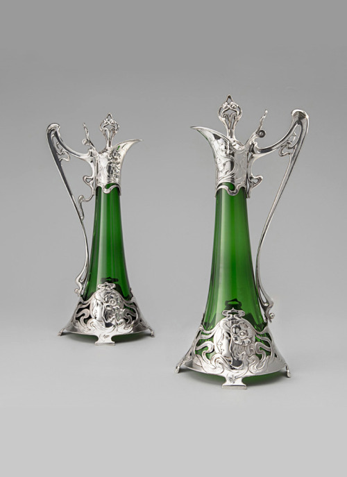 Pair of decanters, 1910. WMF, Germany. They were made during the time when Albert Mayer was their ar