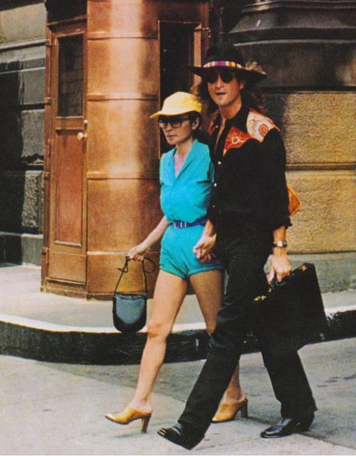 John & Yoko at The Dakota, August 7, 1980, by Paul Goresh, used for the sleeve of the “Watching The Wheels” single – just steps from where he’d be shot in December. From John Lennon’s official Instagram.