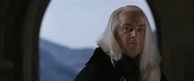 Lucius Malfoy flips his luscious blond locks and storms away in anger.