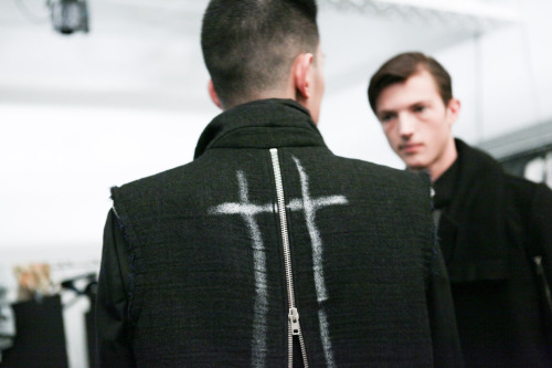 modelsandstuff:  Backstage at Siki Im FW14 by Betty Sze
