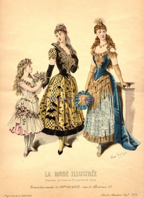 moika-palace:Victorian Fancy Dress: Spring, The Spirit of Halloween and Electricity. La Mode Illustr