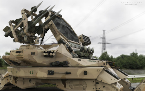 someponys-scribbles:  the-man-who-sold-za-warudo:  cyberclays:  M130 Abrams, 108th Air Defense Artillery Brigade  - by  Amin Akhshi    is that the fucking shagohod   God damn this is real life mech porn 