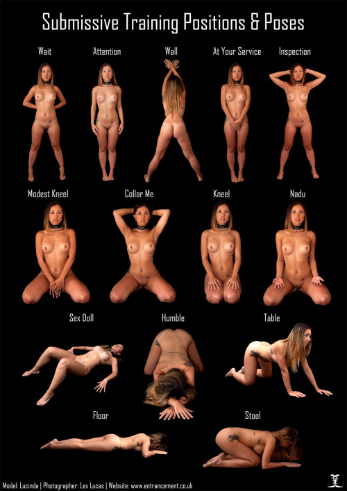 hypnodolls:  Submissive Pose Chart: Lucinda Edition. Upcoming HypnoDolls video at www.entrancement.co.uk 