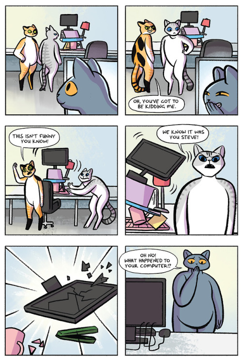 quirkbooks:
“ Manfried the Man
Page #17, Part 1
Buy the book now!
Amazon | Barnes & Noble | Books A Million | IndieBound
Book Description
In this hilarious graphic novel, the roles of cats and humans are reversed, putting humanoid felines in charge...