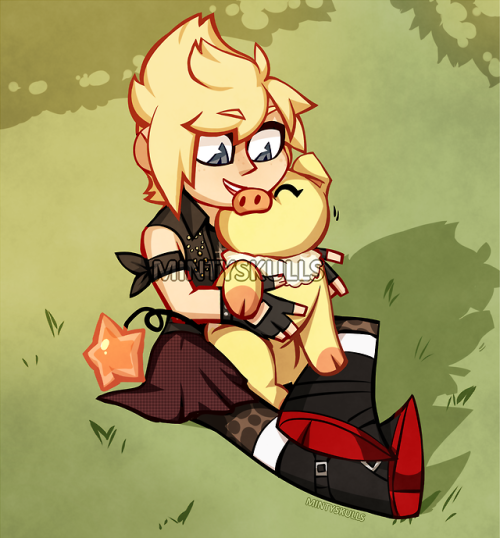 mintyskulls:  A lined, colored, and shaded chibi commission of Prompto and a Pigstar for @photographeronthemove!Please do not repost, edit, or use without proper credit and permission from the client.If you’re interested in commissioning me, my prices