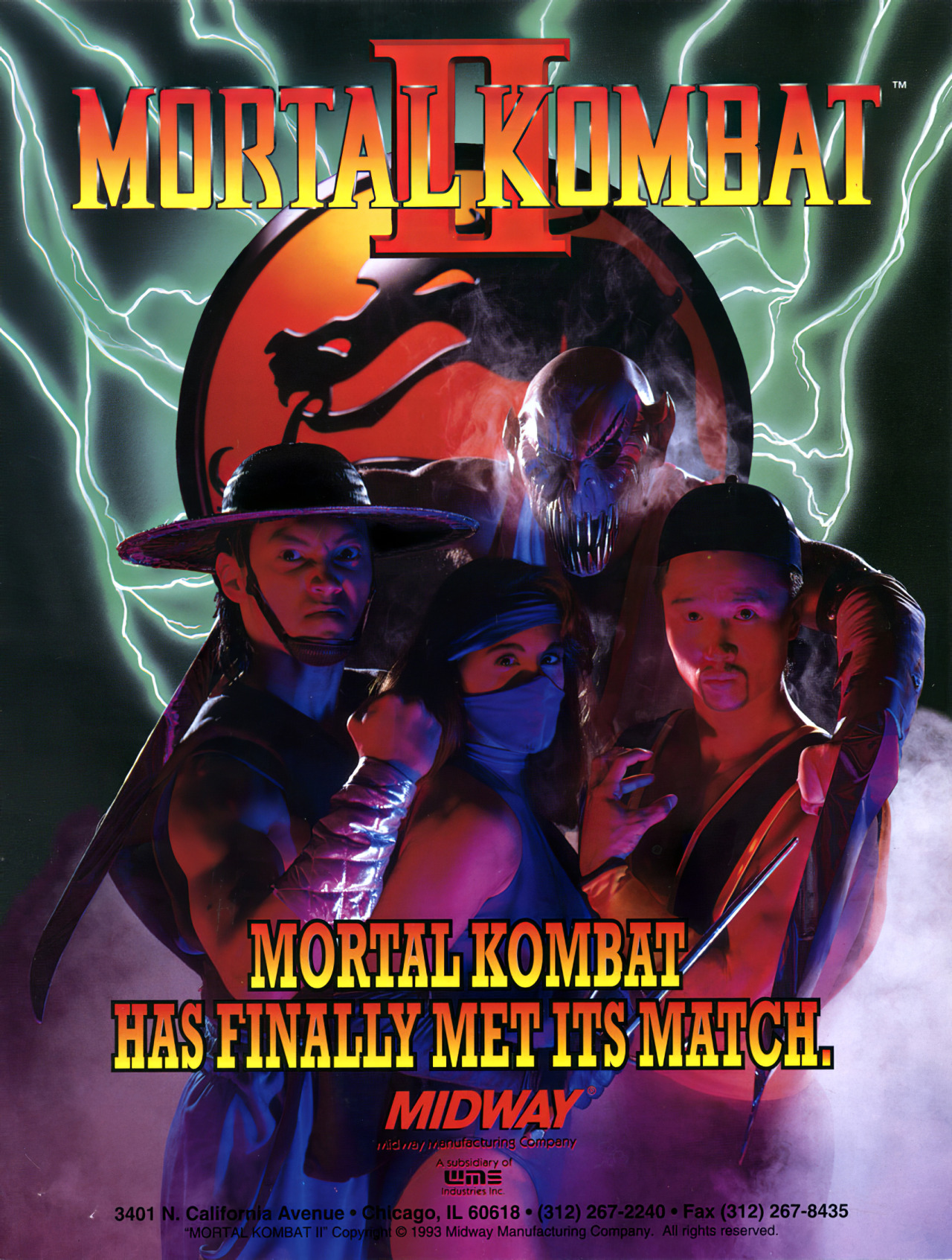 1993 Mortal Kombat 2 Arcade Flyer