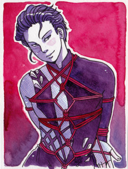 tumblngkori:  Happy birthday, spicy katsudon!Eros-style Katsuki Yuuri from Yuri on Ice!!!Kuretake watercolor on paper