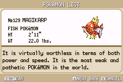 retrogamingblog:  Even the Pokedex is putting Magikarp on blast