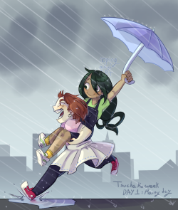 cosmic-nopedog: Tsuchakoweek day 1: rainy day/first  frost I KNOW I SHOULDN’T DO TSUCHAKOWEEK CAUSE IM DOING INKTOBER BUT! I MISSED TODODEKUWEEK!!! AND I DONT WANT TO MISS THIS ONE!!! ALSO!!! I KNOW THIS DRAWING IS LATE!   &lt;3 &lt;3 &lt;3 &lt;3