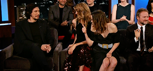 pixelrey:Daisy checking in on Adam during their appearance on Jimmy Kimmel Live