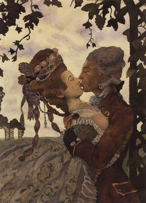 konstantin-somov:The Kiss, 1914, Konstantin Somov