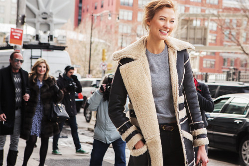 Super model Karlie Kloss during NYFW. For Refinery 29.