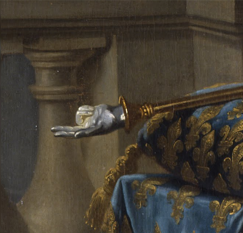 tiny-librarian:  Details of the portrait of Louis XVI in his coronation robes by