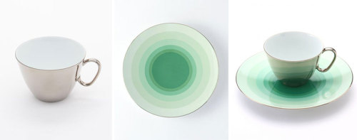 Japanese “Waltz” mirror teacups reflect colourful saucers, design by D-Bros