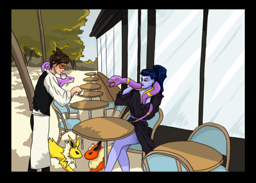 Widowmaker and Tracer in a pokemon au!