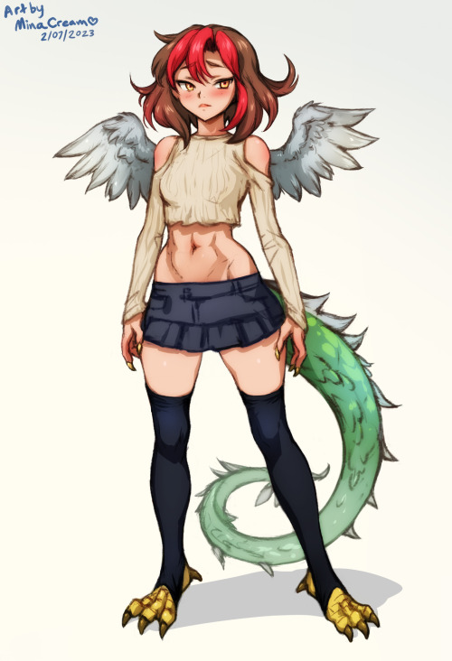   Continuing my work on Maidens and Monsters comic characters, here’s the basilisk, Scoria! I’ve included a height chart so you can see how she compares with Carrin. ;) The casual outfits aren’t quite right for her, with the exception